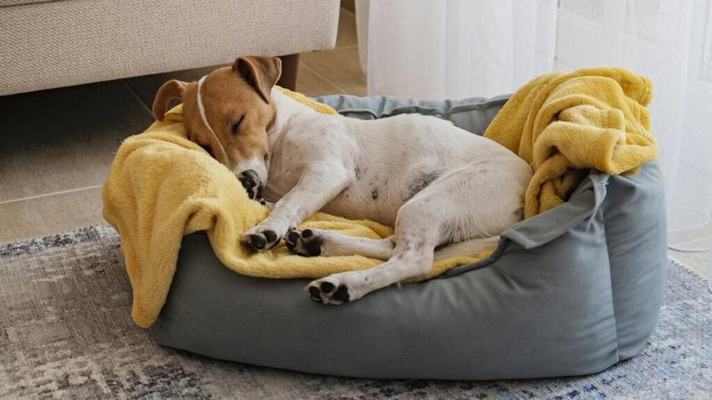 cachorro dormindo caminha